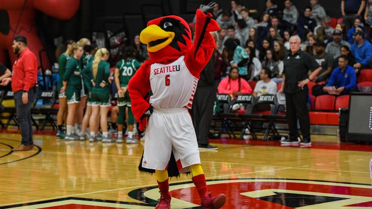 Seattle University mascot: Rudy the Redhawk